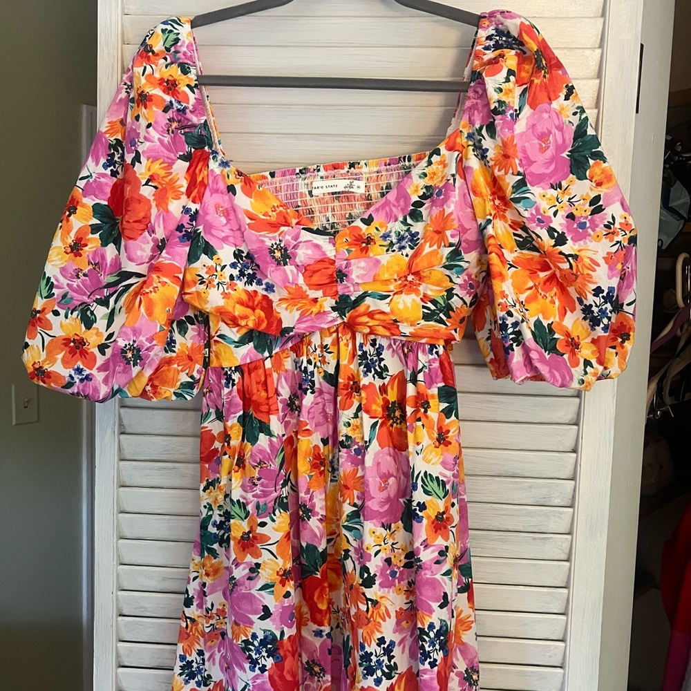 Altar'd State Floral Mini Dress - Pink, Orange, Yellow